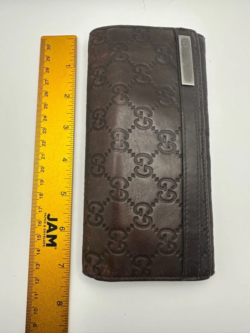 Gucci Wallet Chocolate Brown Guccissima Leather Long Continental GG Authentic - Picture 10 of 12